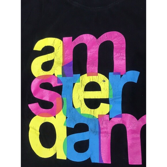amsterdam t shirt Adult L Black Shirt Sleeve Vtg 1983 Men @L6 - Picture 1 of 5
